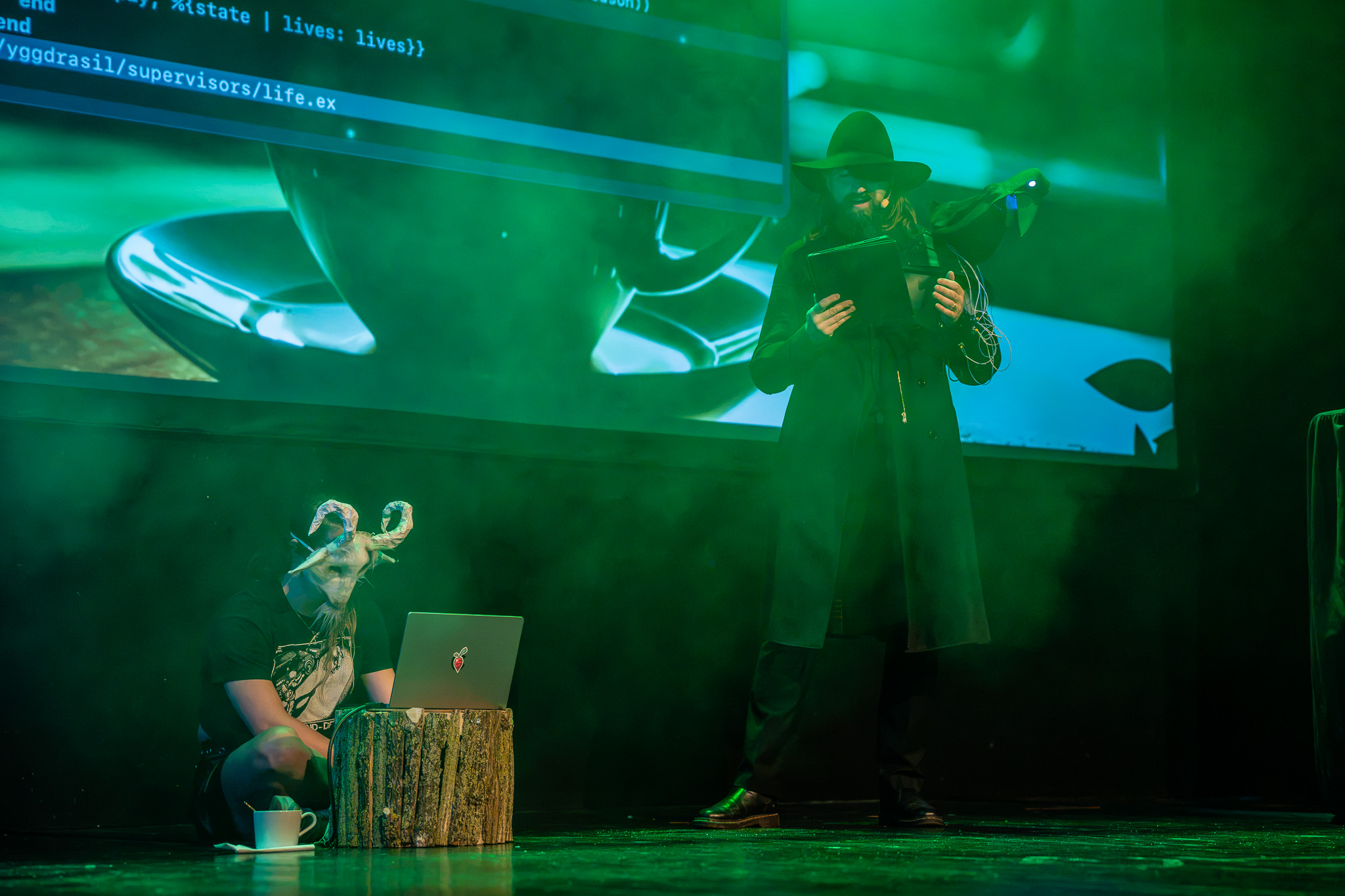 Lars Wilkman and Peter Ulrich at Odin and the goat in the Goatmire 2026 play